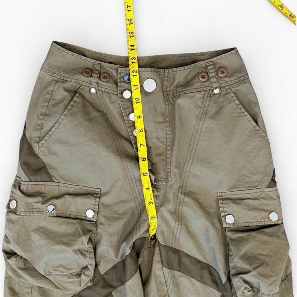 Balkan Womens Olive Green Asymmetrical Button Fly Cargo Utility Pants Size‎ M - Picture 9 of 11